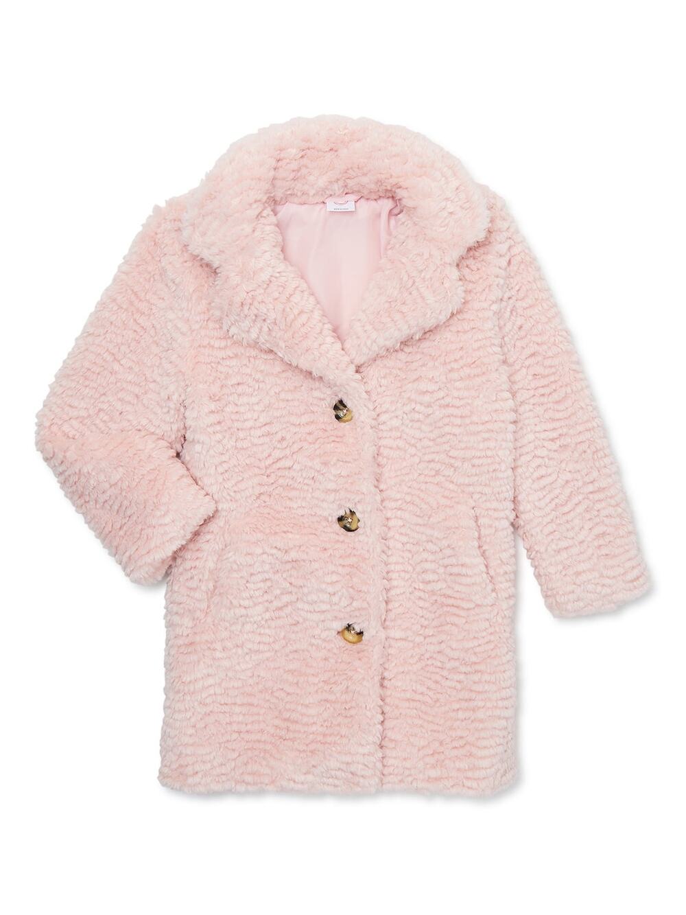 Wonder Nation Girls Pink Faux Shearling Jacket - Medium